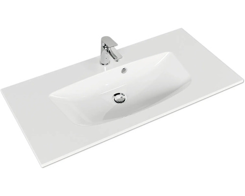 Plan de toilette avec lavabo intégré et robinetterie