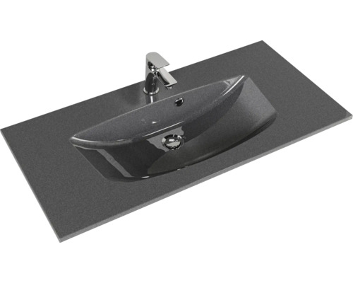Vasque à poser avec plan de toilette et robinet
