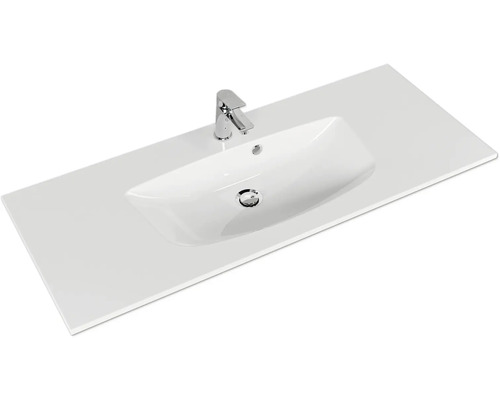 Plan de toilette avec robinetterie et lavabo