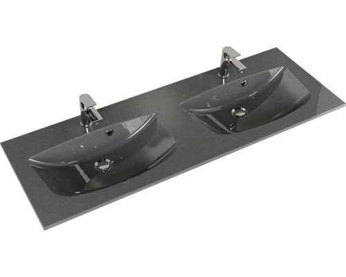 Double vasque avec deux lavabos à poser et robinetterie