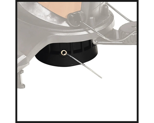 Detailansicht eines Rasentrimmers mit Trimmerkopf