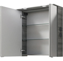 Offener Spiegelschrank mit Glasablagen