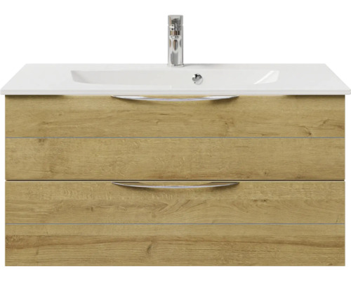 Meuble sous-vasque avec deux tiroirs, lavabo et robinetterie