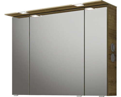 Armoire de toilette à trois portes avec éclairage intégré