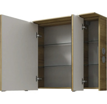 Offener Spiegelschrank mit Glasablagen