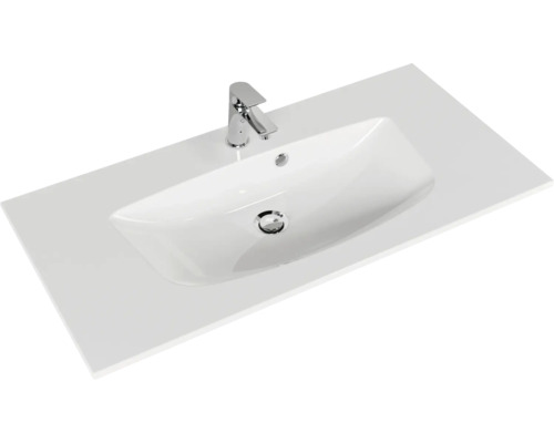 Lavabo avec robinet et plaque rectangulaire
