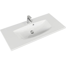 Waschtischplatte mit eingelassenem Waschbecken und Armatur