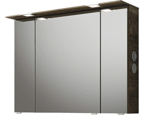 Armoire de toilette à trois portes et éclairage
