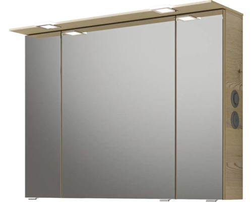 Armoire de toilette avec trois portes, éclairage et haut-parleurs