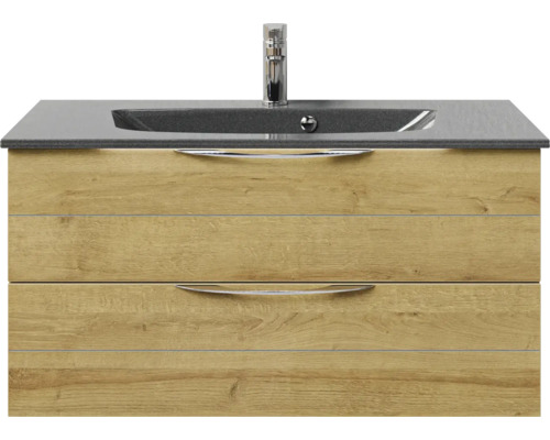 Waschtischunterschrank mit zwei Schubladen, Waschtischplatte und Armatur