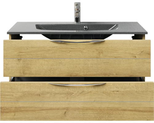 Waschtischunterschrank mit zwei Schubladen, Waschtisch und Armatur