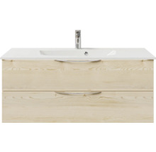 Badmöbelset 3-teilig Pelipal Sunline 300 BxHxT 117 x 200 x 48 cm Frontfarbe eiche mit Waschtisch Mineralmarmor Griff chrom SET-164-104