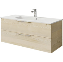 Badmöbelset 3-teilig Pelipal Sunline 300 BxHxT 117 x 200 x 48 cm Frontfarbe eiche mit Waschtisch Mineralmarmor Griff chrom SET-164-104
