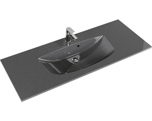 Waschtischplatte mit Aufsatzwaschbecken und Armatur