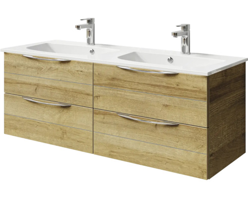 Meuble sous-vasque avec double vasque et quatre tiroirs