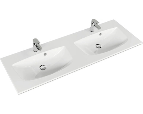 Vasque double avec deux cuves et robinets