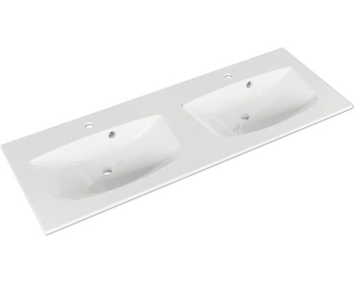 Plan de toilette avec deux lavabos en céramique