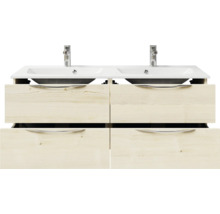 Badmöbel-Set Pelipal Sunline 300 BxHxT 132 x 200 x 48 cm Frontfarbe eiche Badmöbelset 3-teilig mit Waschtisch Mineralmarmor