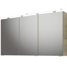 Badmöbel-Set Pelipal Sunline 300 BxHxT 132 x 200 x 48 cm Frontfarbe eiche Badmöbelset 3-teilig mit Waschtisch Mineralmarmor
