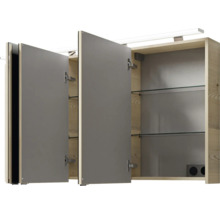 Badmöbel-Set Pelipal Sunline 300 BxHxT 132 x 200 x 48 cm Frontfarbe eiche Badmöbelset 3-teilig mit Waschtisch Mineralmarmor