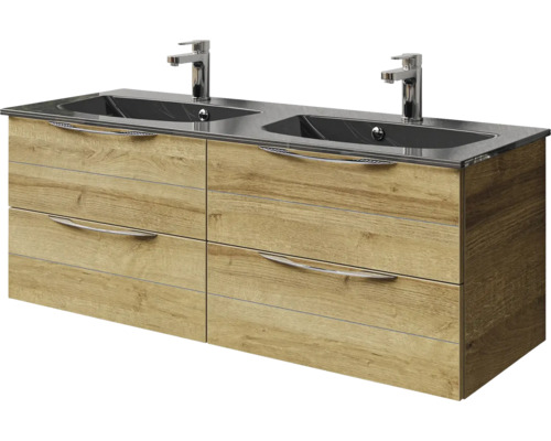 Meuble sous-vasque avec deux lavabos et quatre tiroirs