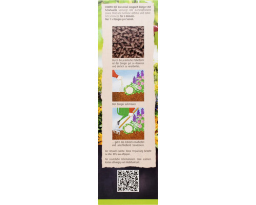 Informations sur l''application de l''engrais universel longue durée COMPO avec de la laine de mouton.