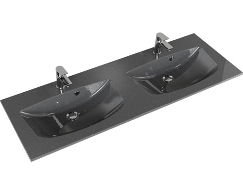 Double vasque avec deux vasques à poser et robinetterie