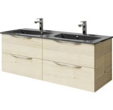 Waschtischunterschrank mit zwei Waschbecken und vier Schubladen