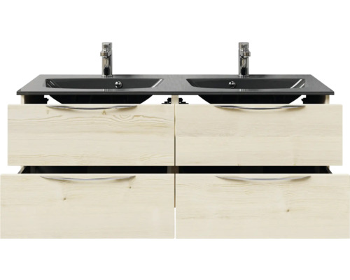 Meuble sous-lavabo avec quatre tiroirs et deux lavabos