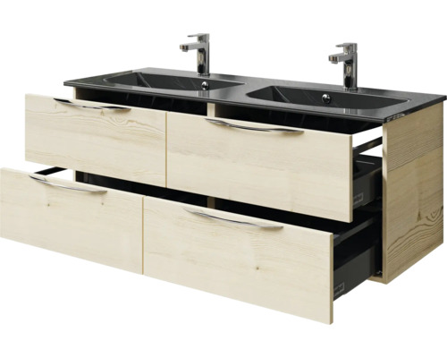 Meuble-lavabo avec deux vasques et tiroirs