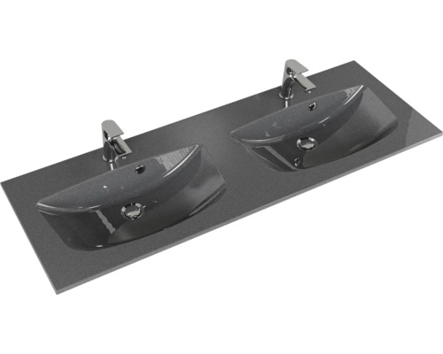 Double vasque avec deux lavabos à poser et robinets