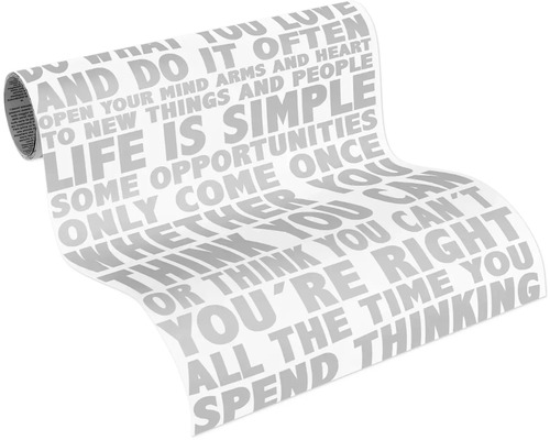 Tapetenrolle mit aufgedruckten Zitaten