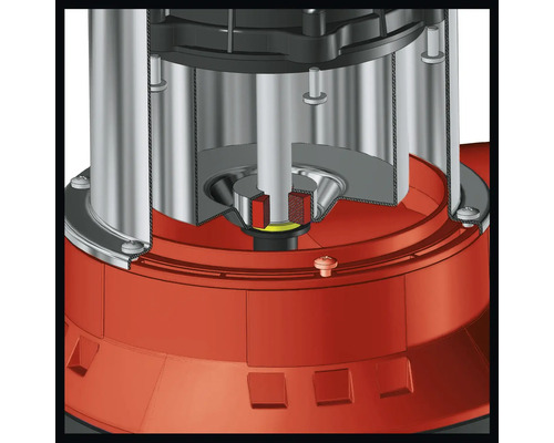 Detailansicht einer Tauchpumpe, die innere Komponenten zeigt