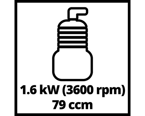 Symbole pour une puissance de 1,6 kW à 3600 tours par minute et une cylindrée de 79 cm³