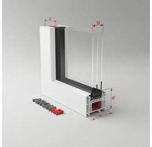 Fenêtre fixe en plastique verre de sécurité trempé ARON Basic blanc 400x1800 mm (non ouvrable)-thumb-1