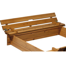 Sandkasten mit Holzbank