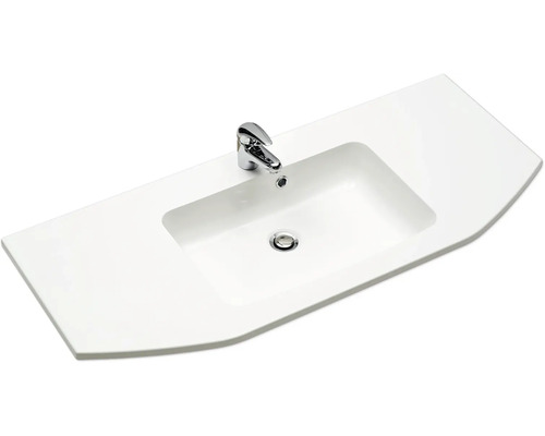 Weißes Aufsatzwaschbecken mit Armatur