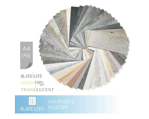 Set d''échantillons A4 Slate Lite avec différents types d''ardoise