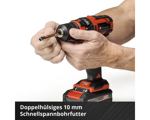 Visseuse sans fil Einhell avec mandrin de perçage à serrage rapide et embout inséré
