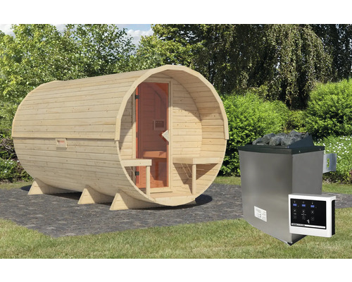 Sauna tonneau avec poêle de sauna pour le jardin