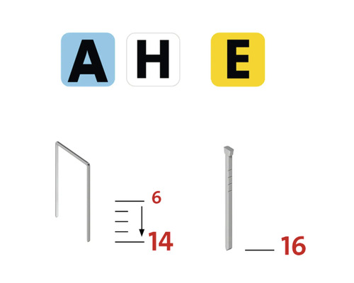 Symbolbild für Klammern des Typs A, H und E mit Größenangaben