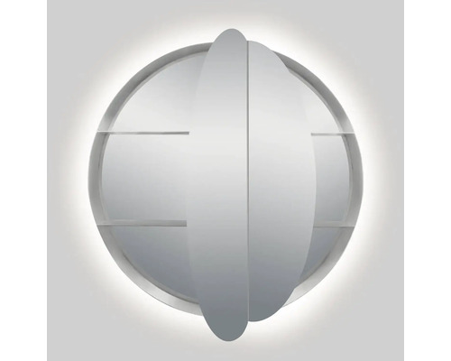 Armoire de toilette ronde avec éclairage et étagères