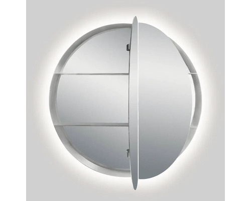 Armoire de toilette ronde avec éclairage et étagères