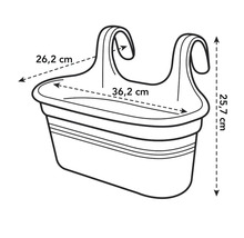 Illustration eines Balkonkastens mit Maßangaben