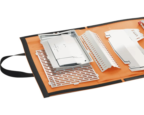 SKOTTI Grill zerlegt in einer Tragetasche.