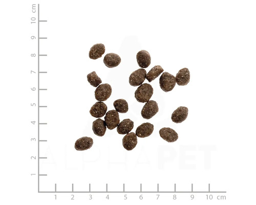 Hundefutter Pellets auf einem Messgitter