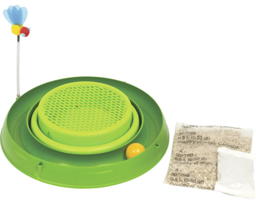 Jouet vert pour chat avec balle, jouet insecte et herbe à chat