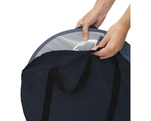 Detailaufnahme einer Tragetasche für einen Laufstall mit Griffen