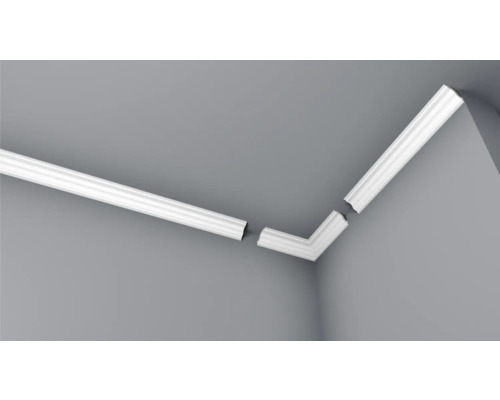 Zimmer mit Stuckleisten an Wand und Decke