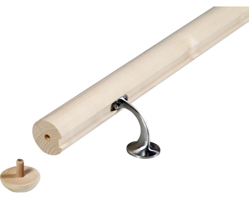 Holzhandlauf mit Halterung und Endstück